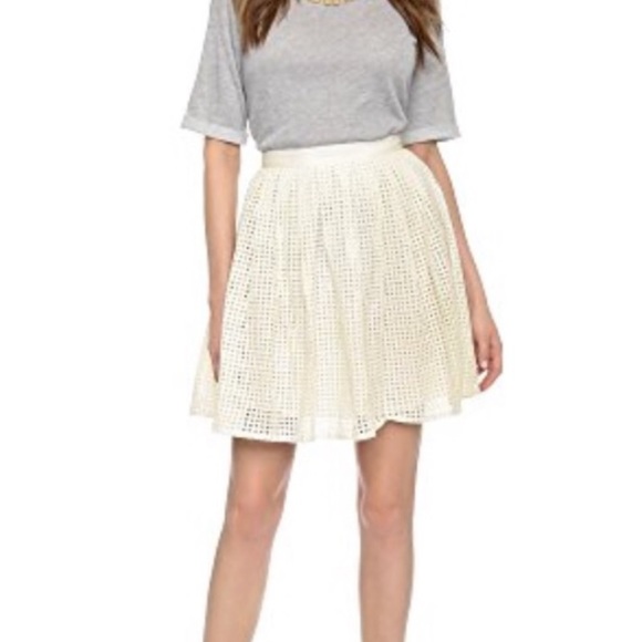 Joie Dresses & Skirts - Joie cream skirt flare womens Lissome Pleated Eyelet A-Line Skirt
